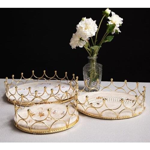 Gilded Flocking Decorative Shelves Vintage Cosmetic Jewelry Display Rack Dressing Table Necklace Stand Earrings Hanging Plate