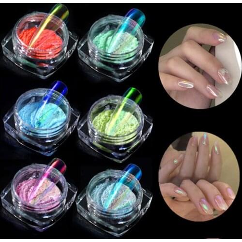 1Box Ice Transparent Mirror Mermaid Powder Glitter Nail Chrome UV Gel Pigment Magic Dust Powder Laser Nail Art Decorations