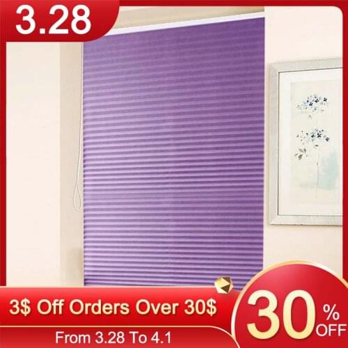 Self-Adhesive Window Curtain Balcony Kitchen Home Kitchen Balcony Non-Woven Fabric Shading Half Blackout Pleated Blinds Purple