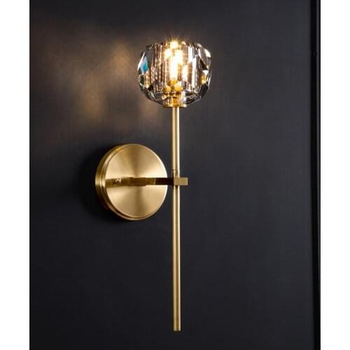 Modern LED Crystal wall lamp Luxury Living room bedroom lounge side lights Rose gold Copper wall light Classic