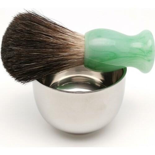 TEYO Black Badger Hair Shaving Brush and Shaving Cup Set Perfect for Wet Shave Soap Safety razor