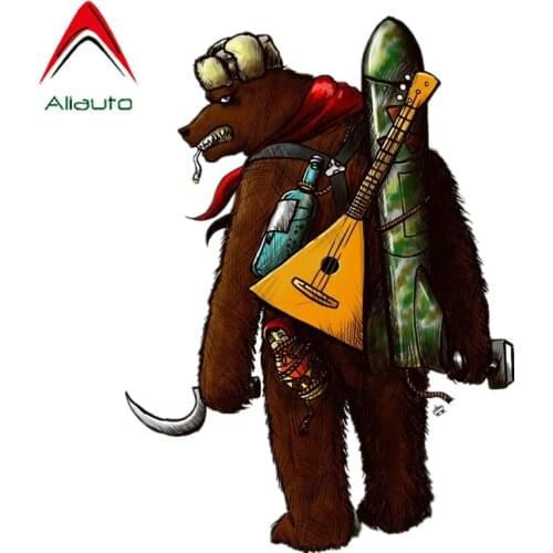 Aliauto Creative Cartoon Car Sticker USSR Bear with Guitar and Strategic Missile Auto Accessories Funny Vinyl Decal,19cm*14cm