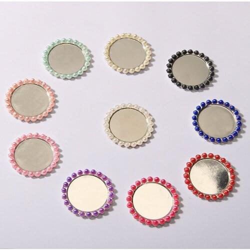 Inner 25mm Pearl Buttons Tray Bottle Cap Setting Frame for Photos Cabochons Cameo 10pcs BTN-5757