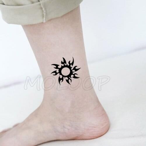 Waterproof Temporary Tattoo Stickers Black Arm Sun Totem Tattoo Small Size Tatto Flash Tatoo Fake Tattoos for Man Girl Women