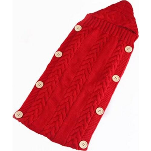 Boys Girls Infant Knit Newborn Baby Sleeping Bag Crochet Swaddle Wrap Swaddling Knitted Solid Color Blanket