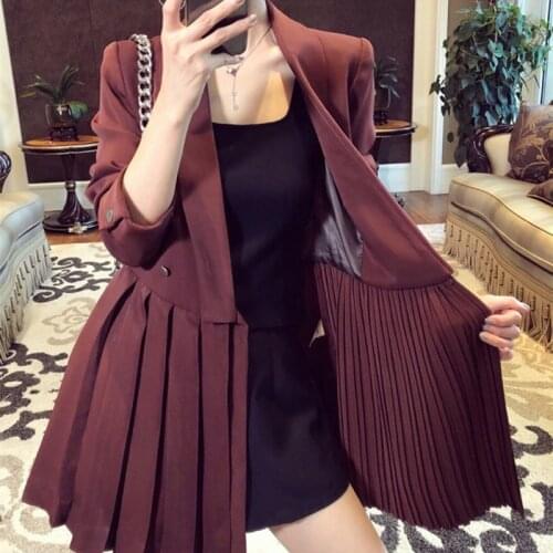 High-end Autumn Fashion Blazer Women Dress Lace Up Long Suit Dress Long Sleeve Double-breasted Slim Elegant Vestidos