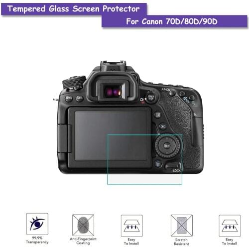 Tempered Glass 9H Camera LCD Screen Protector Shield Protective Film For Canon EOS 70D/80D/90D Accessories