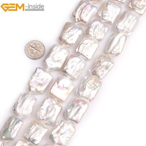 Gem-inside Natural Rectangle Nuclear Edison Luster Pearls Beads for Jewelry Making 15inches DIY Jewellery