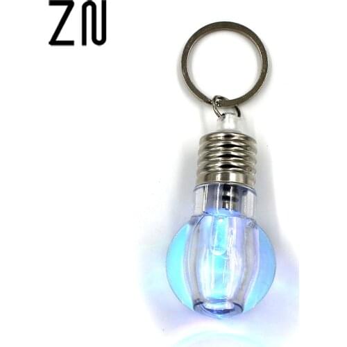 1pcs Bright Creative LED Colorful Flash Lights Mini Bulb Torch Keyring Xmas Cute Keychain Keyring Clear Lamp Jewelry