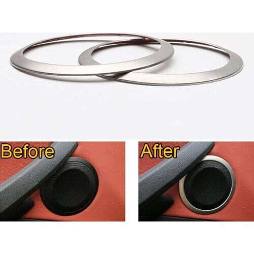 2Pcs Car Inner Stainless Steel Speaker Sound Trim Ring Decoration Circles Cover For BMW X1 2014 Car Styling