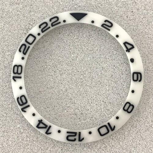 38MM Ceramic Watch Bezel for Wristwatch Replacement Embossed White Watch Insert Watch Bezel Repair Parts