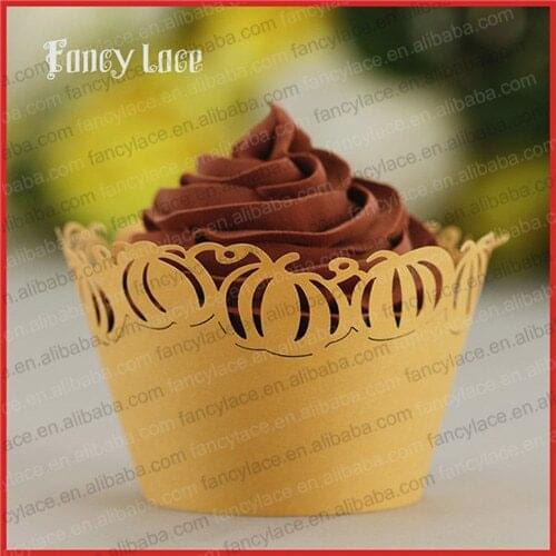 60PCS Halloween Pumkin Laser Cut Cupcake Wrappers Cake Decoraiotn Halloween Party Favors Handmade Birthday Party Decorations