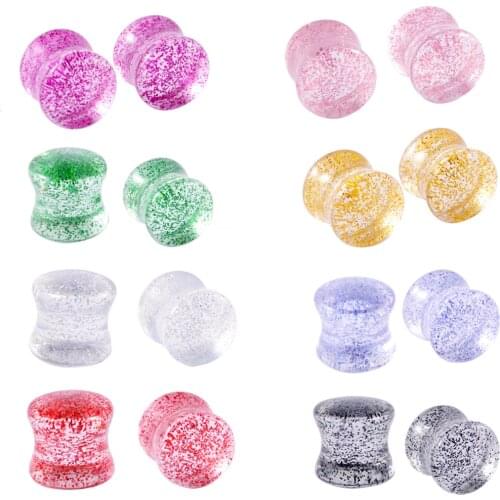 8Pairs Acrylic Ear plugs Glitter sequins Ear Gauges Ear Stretcher Saddle Flesh Tunnel Ear Expander Body Piercing jewelry