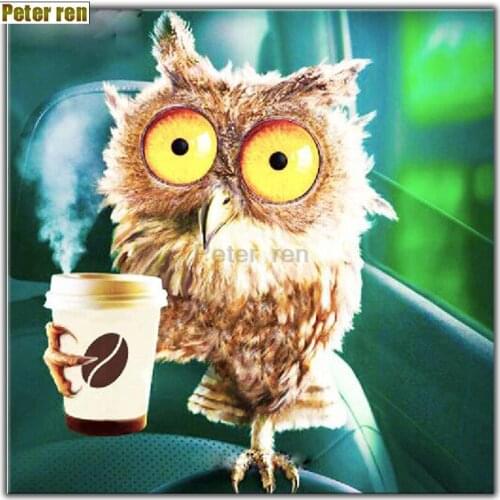 Peter ren Diamond Painting Cross stitch animal full Pictures of crystals Round icon Mosaic DIY Diamond Embroidery Owl milk tea