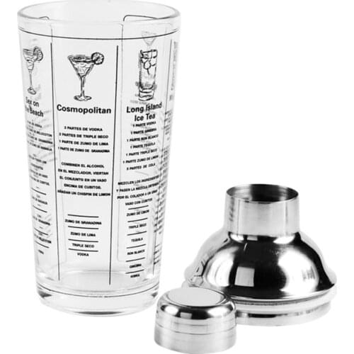 Bar Wine Glass Mix Master Transparent Scale Cocktail Stainless Bar Bottle Tools Shaker Glass For Bartender Drink Party Bar Tools