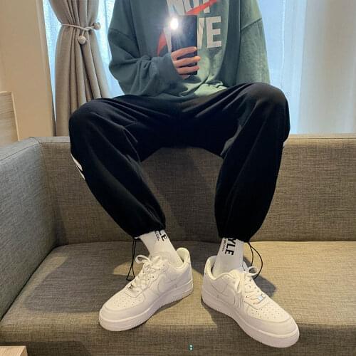 Harem pants thin mens solid straight leggings pants student casual loose sports hip-hop tide trousers male four seasons