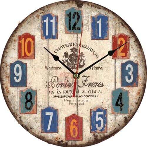Wooden wall clock 30cm MDF MDF wall clock mute quartz clock living room wall clock