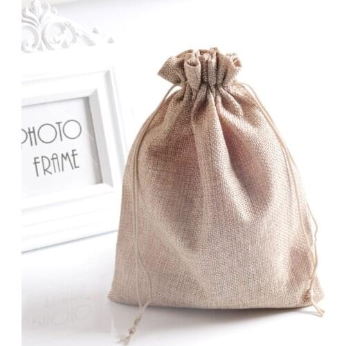 2Pcs/lot 17x23 20x30cm Jute Gift Bag Large Jewelry Packing Bags Christmas Wedding Jute Gunny Drawstring Gift bags Pouches