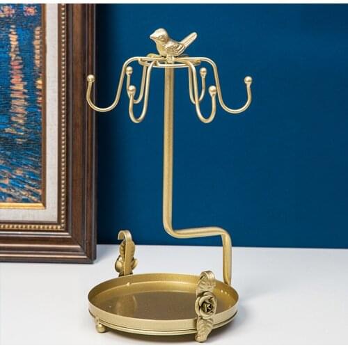 European Stain Steel Coffee Cup Holder Mugs Tray Household Handmade Gold Storage Shelf