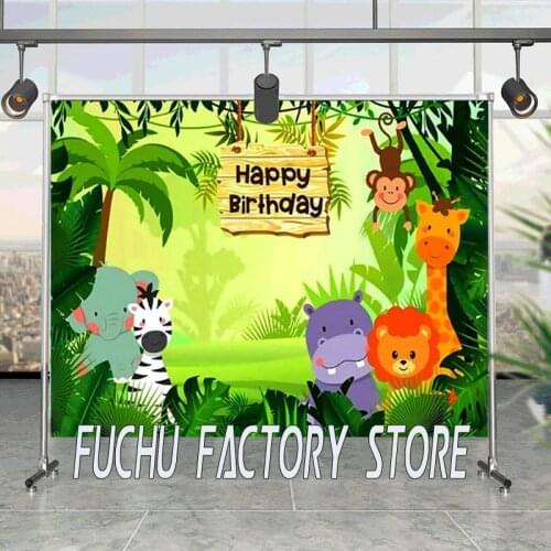 Hippo Tiger Lion Animal Forest Cartoon Background Childrens Birthday Party Decoration Photo Studio Wallpaper Photography Props