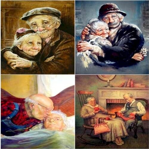 GATYZTORY Full Drill Diamond Embroidery Couple 5D DIY Diamond Painting Old Man And Wife Life Home Sweet Home Decor Crystal Mosai