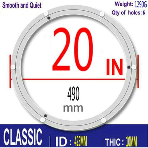 HQ CLASSIC 20 inch 490mm Furniture Hardware Accessories Aluminum Lazy Susan Swivel Plate Ball Bearing Turntable for Dining Table