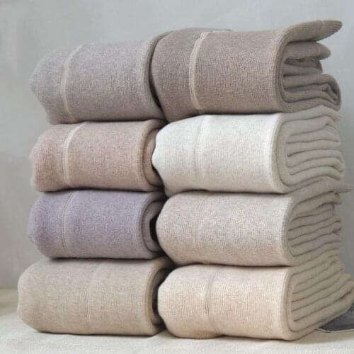 Winter Cashmere Pantyhose Woman Casual Warm Knitted Thick Fleece Slim Elastic Sexy Tights Full Foot Footless 20colors