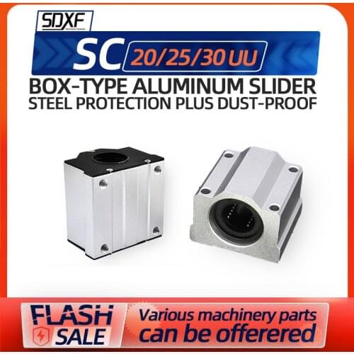 Box-type aluminum slider linear bearing optical shaft seat 1/2 / 4PCSSC steel protection plus dust-proof SC20/25/30 UU