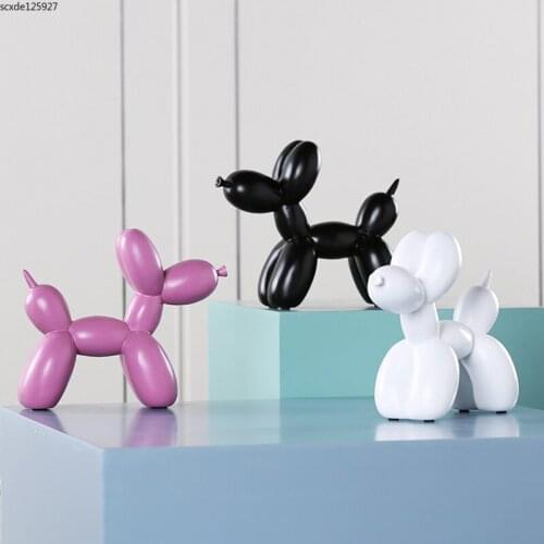 Creative Resin Balloon Dog Figurines Decor Abstract Animal Sculpture Crafts Childrens Room Puppy Furnishings Home Decora Gifts