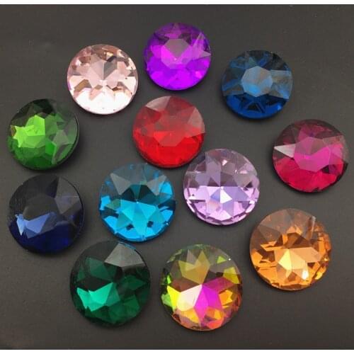 Round Baoshihua Rhinestone All Size All Color 8mm~35mm Fancy Stones Flat Top Pointback Glass Crystals 1216 For Jewelry Making