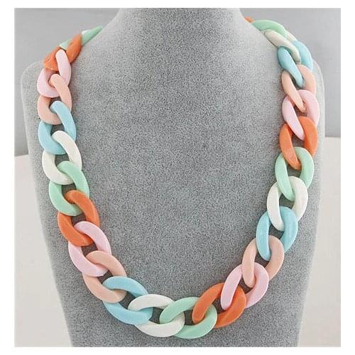 Statement Chunky Long Chain Necklaces For Women Boho Colorful Plastic Chain Choker Necklaces Pendants Fashion Women Jewelry