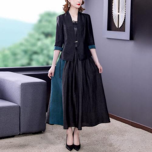 Fashion Suit Women 2021 New Temperament Suit Jacket Top Contrast Color Plus Size Skirt Two-Piece Trend Set For Office Lady M403