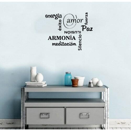 Spanish quote wall decals Armonia Meditacion quotes wall stickers Home Decor For Living room Bedroom Vinyl Mural ru4090