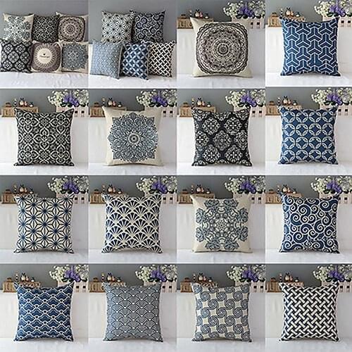 New 1Pc 45cm x 45cm Geometric Natural Linen Pillow Case Soft Throw Cover Waist Throw Pillowcases Home Decorative Home Textile