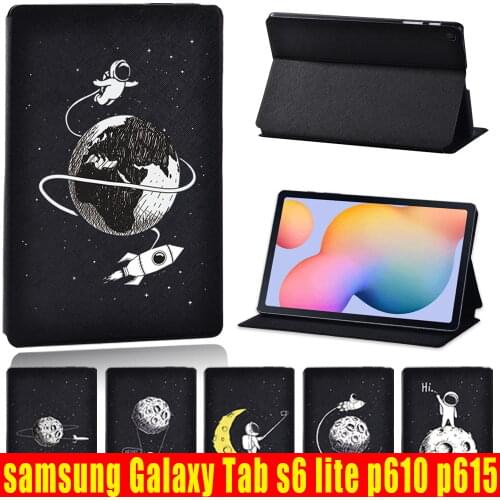 New Protective Case for Samsung Galaxy Tab S6 Lite P610 P615 Anti -cratch Astronaut Series Leather Stand Cover Case 10.4 Inch