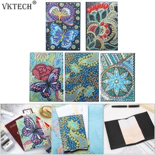 Butterfly DIY Special Shaped Diamond Painting PU Leather Passport Protection Cover Embroidery Rhinestones Handmade Craft Gifts