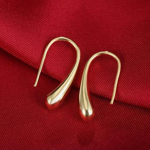 Wholesale Gold color women wedding Earring Jewelry drop girl gift Cute Fashion Christmas couple gift nice E004