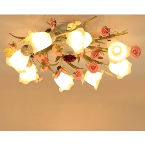 Flowers And Plants Ceiling Lamp Garden Living Room Light Ceiling Light Iron Lamp Rose Lamp Living Room Bedroom lamp