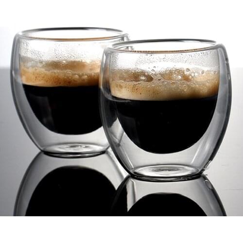 New 6Pcs 80ml Double Wall Insulated Clear Heat Resistant Glass Cup Hot Coffee Tea Milk Water Mug стекло кружка