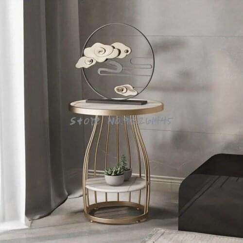 Light Luxury Side Table Marble Small Round Table Bedside Table Simple Living Room Corner Table Sofa Side Table Side Cabinet