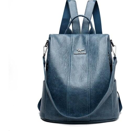 New Vintage Genuine Leather Backpack Women Casual School Bags For Teenagers Girls High Quality Female Travel BackPacks
