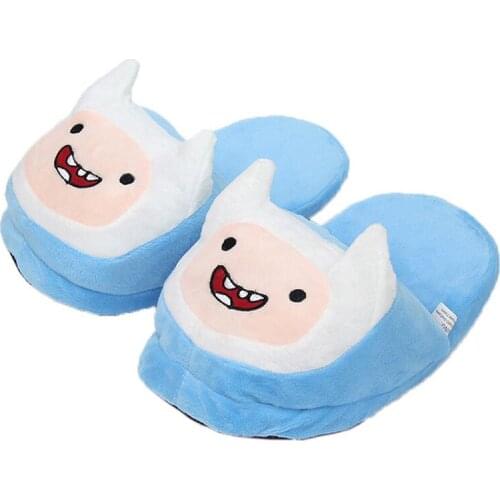 New Design Cute Blue Cartoon Womens Home Plush Slippers Half Flat Warm Soft Cotton Slides Female Housekeepers Sandals