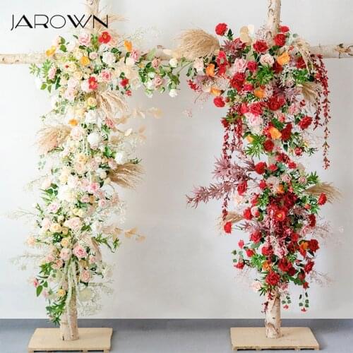 JAROWN Wedding Flower Wall Arrangement Supplies Silk Peonies Rose Artificial Flower Row Decor Wedding Party Iron Arch Backdrop