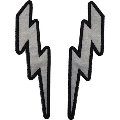 1 Pairs Lightning Reflective Patches For Vest Hat Clothes Backpack Tactical Sticker Chapter Velcro Decorative With Loop Hook