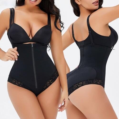 High Waist Cincher Sexy Lace Smooth Butt Lifter Lingerie Seamless Zipper Bodysuit Thong Girdle Womens Shapewear Body Shaper