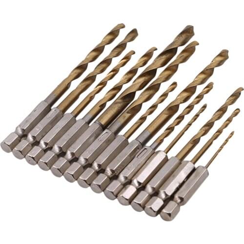 High Speed Steel Twist Drill Hexagon Screw Bit Wind Batch Titanium Coating Bit Set Woodworking Metal Plastic Tool