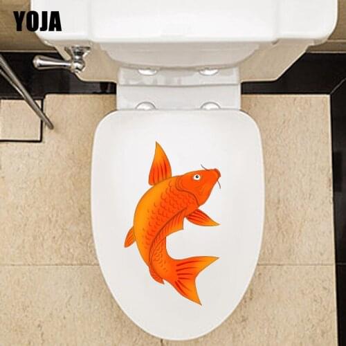 YOJA 14.6*23CM Free Goldfish Toilet Wall Sticker Decal Living Room Home Decor Funny Animal T3-0919