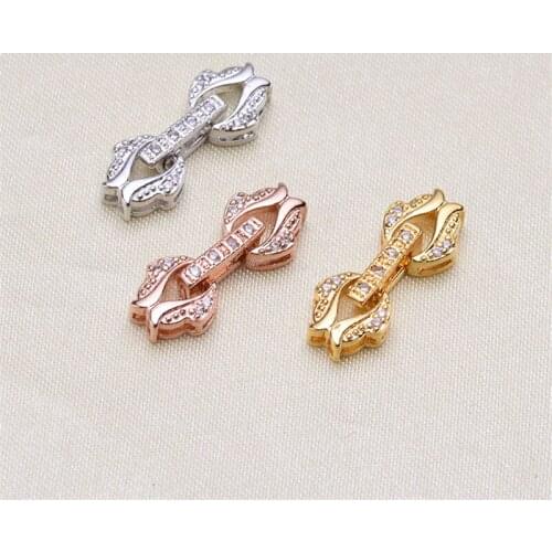Clasps For Jewelry Making Fastening Accessories 925 silver plating Cubic Zirconia Clasps For DIY Pearls Necklace Bracelet Clasp