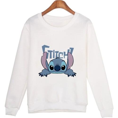 Disney Women Spring And Autumn Cartoon Loose Sweatshirt Woman Stitch Print Fashion Pullover Female Clothes Dropship Shirts