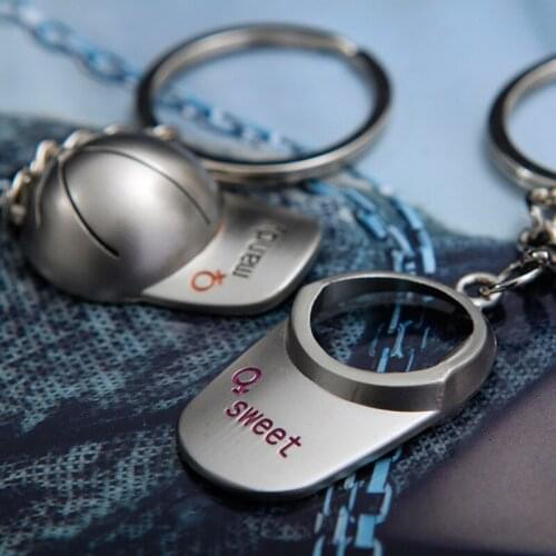 Fashion 1 pair Personality creative key ring baseball cap couples mini hat Sport keychains For Lovers